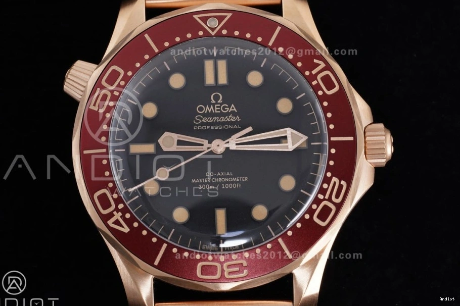 300M A8806 1:1 VSF on Diver Bracelet Gold Mesh Edition Seamaster Dial Best Rose Black 1224